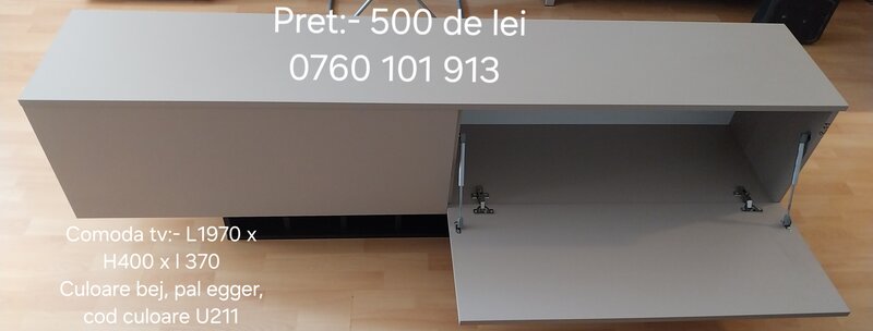 Comoda TV, pal egger U211 bej- 500 lei, dimensiuni 1970x400x370 adancime
